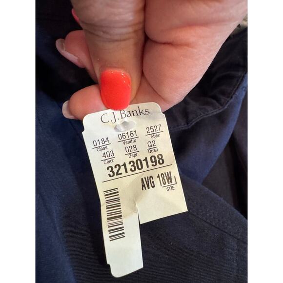 CJ Banks Navy Blue Tencel Straight Leg Pants Pockets Zipper Button Plus Size 18W - Picture 7 of 12